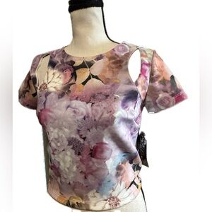 Aeropostale x Pretty Little Liars Floral Graphic Cut-Out Top – Size Medium – NWT